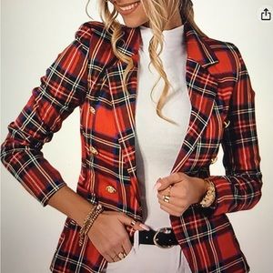 Red plaid blazer (xl)